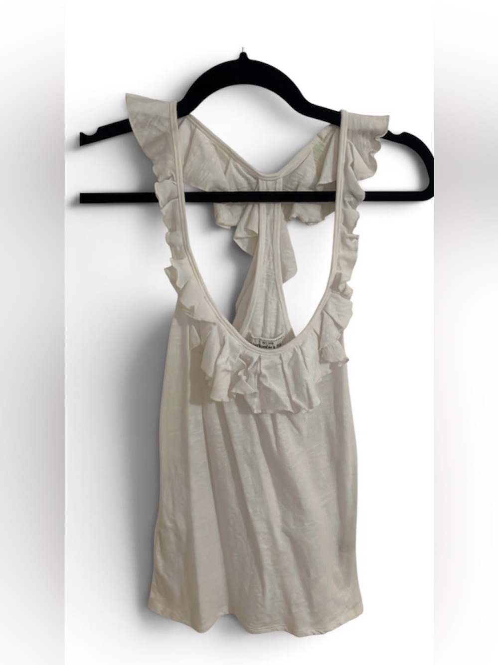 Abercrombie & Fitch racerback tank top featuring delicate ruffled trim Small